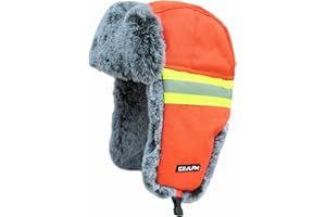 GIBZ Unisex Trapper Hat for Outdoor Work, Winter Russian Cap with Reflective Strips, Windproof Russian Hats with Plush Liner