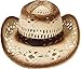 Men's & Women's Western Style Cowboy / Cowgirl Straw Hat with Bull  Big Bead Band - Beige