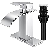 RNDIOZD Chrome Bathroom Faucets, Waterfall Bathroom Sink Faucet Modern Single Handle Bathroom Faucte 1 or 3 Hole, RV Mixer Tap Vanity Faucet - Includes Pop-up Drain Supply Hoses Deck Plate