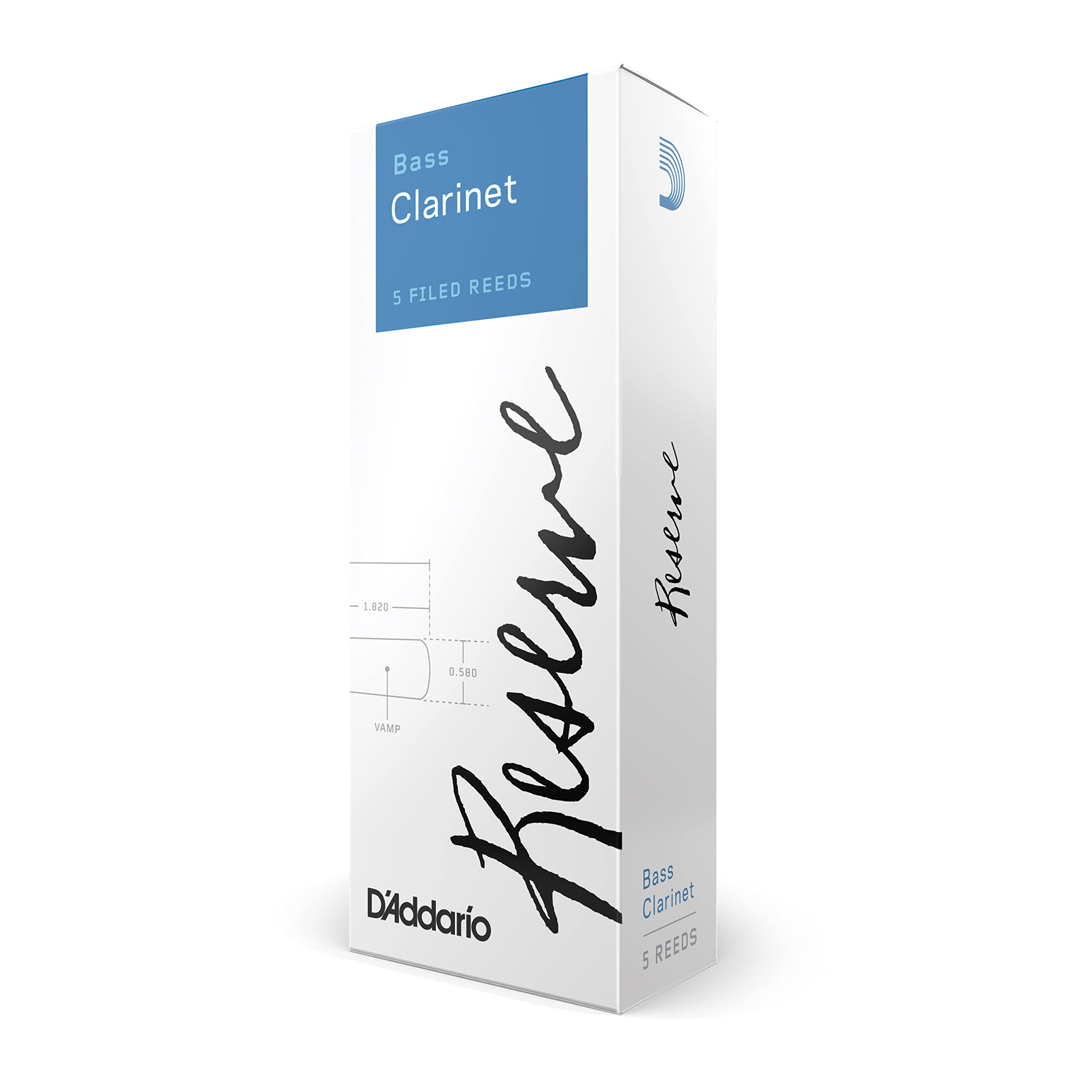 D’Addario Woodwinds Reserve Bass Clarinet Reeds, Strength 3.0, 5-Pack