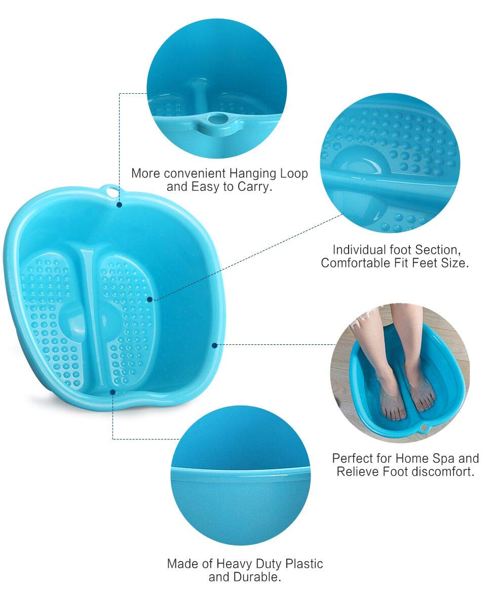 Foot Bath Tub, ESARORA Upgrade Thick Sturdy Plastic Spa Basin for Pedicure and Massage – Perfect to Soak Your Feet, Toe Nails, and Ankles: Beauty