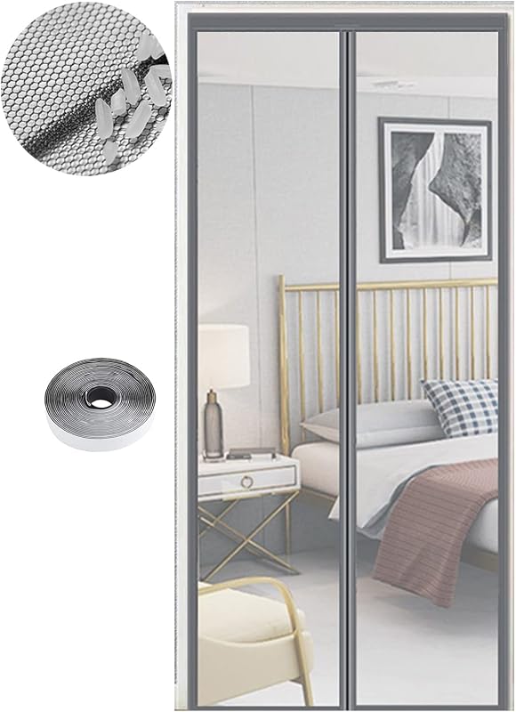 Zanzariera Magnetica per Porte 90 x 210 cm, Tenda Magnetica Zanzariera Porta, Nessun Attrezzo Richiesto, Facile da Installare, Adatto a Bambini e Animali Domestici, Grigio Puro