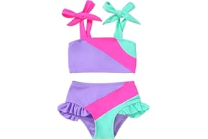 YOUNGER TREE Toddler Girls Two Pieces Swimsuit Color Block Stripe Swimwear Summer Beach Bathing Suit 18M-5T
