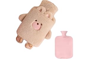 Cartoon Animal Hot Water Bottle, 1L Hot Water Bag with Plush Cover, Leakproof Hot Water Bag, Winter Warmer Gift for Hands, Fe