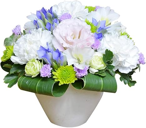 Amazon エルフルール 生花 店長おまかせ お供えアレンジメント フラワーギフト 仏花 法事 お悔やみ お彼岸 お仏壇 初盆 フラワーアレンジメント オンライン通販
