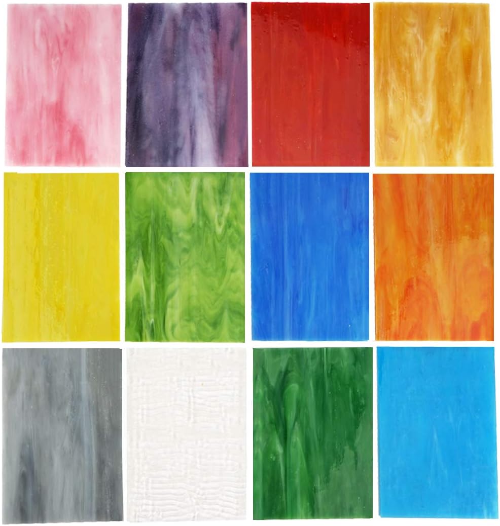 Lanyani（10 Sheets）Variety Stained Glass Sheets 4 x 6 inch