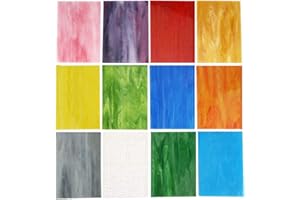 Lanyani（10 Sheets）Variety Stained Glass Sheets 4 x 6 inch Opal Art Glass Pack Tiffany Glass, Mixed Textures