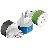 Switzerland Power Plug Adapter by OREI with 2 USA Inputs - Travel 3 Pack - Type J (US-11A) Safe Grounded Use with Cell Phones