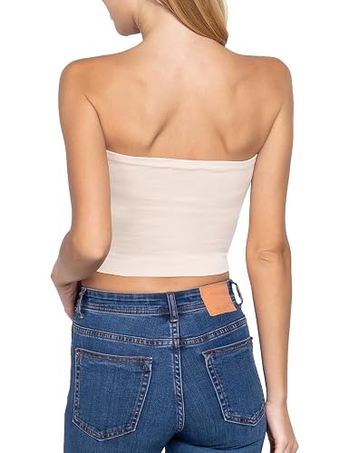 thumbnail image 2 of HATOPANTS Women's Strapless Cotton Crop Tube Top - Basic Lingerie Camisole In True Navy 2 of 12