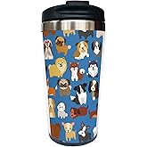 Yipaidel Cute Dog Puppy 13 OZ Stainless Steel Travel Coffee Mug, Insulated Tumbler Cup, Funny Water Bottle for Dog Lovers - Birthdays, Christmas or Housewarming Gifts