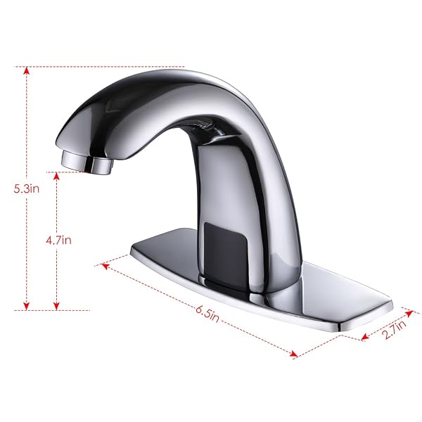 CHARMINGWATER TOUCHLESS BATHROOM SINK FAUCET, MOTION AUTOMATIC SENSOR FAUCET WITH HOLE COVER PLATE, CHROME