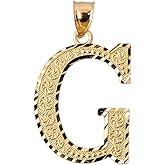 10k Yellow Gold Initial Letter G Charm Pendant, 0.7"
