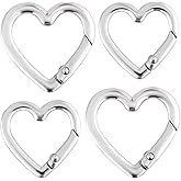 HINZIC Keychain Clip, Zinc Alloy Heavy Duty Heart Carabiner, Spring Snap Clasp Hook for Camping Hiking Fishing Traveling