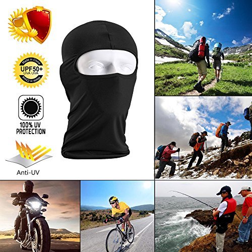 Ultra-Thin Headband Ski Bike Bicycle Face Mask Outdoor Sports Helmet Balaclava Full Face Mask for Sun UV Protection (Black)