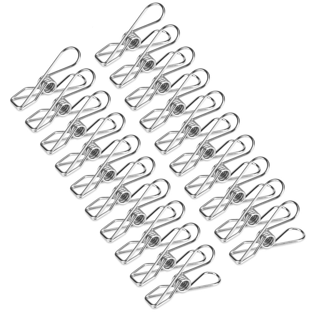 20PCS Stainless Steel Clothes Pegs, Laundry Hanging Clothesline Clips for Household Socks Underwear Drying Rack Clip Holder