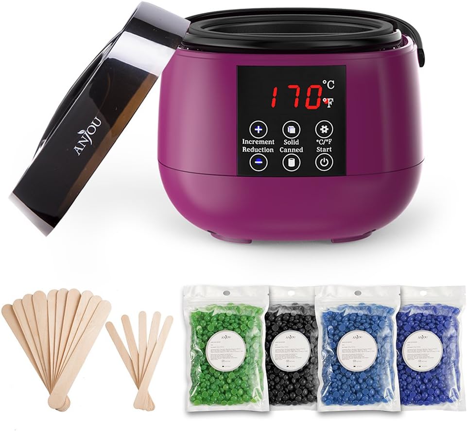 Anjou Wax Warmer, Waxing Hair Removal Kit with LED Screen Display
