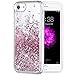 Caka Glitter Case for iPhone SE 2020 2022 5G Case for Women Girls Glitter Bling Liquid Flowing Sparkle Glitter Case for iPhone 7 8 (4.7 inch) (Rose Gold)