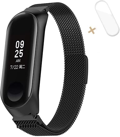 Smallrun Correa Compatible Xiaomi Mi Band 3 Miband4 Repuesto Bandas Xiaomi Band 3/4 Acero Inoxidable con Imán Ajustable +Protector Pantalla miband4 ...