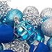 Juvale 35-Piece Mini Christmas Ornaments - Shatterproof Blue & Silver, 1.8 Inch, Glitter for Indoor & Outdoor Trees
