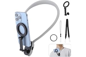 Gugxiom Magnetic Neck Mount for Phones, POV/Vlog Neck Phone Holder for Selfies, Sports Camera Connector Included, Phone Chest