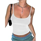 winkbay Women's Summer Scoop Neck Crop Tops Spaghetti Strap Fitted Dressy Casual Camisole Top