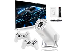 S40 Max 4k mini Projector,Video Game Projector with 2 Wireless Controller,Built-in 36000+ Games 14 Emulators,White