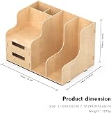 jopoo Office Wooden Desk Tidy Organiser Multifunctional Stationery Storage view 5