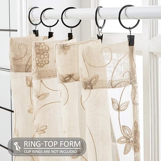 Amazon Com Mrtrees Beige Sheer Tier Curtains Floral Embroidered