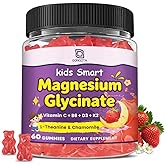 Magnesium Glycinate Gummies for Kids & Adults - 400/200mg Magnesium Supplement with L-Theanine, Chamomile, D3 & K2, Kids Sleep Gummies Melatonin Free, for Zzz & Relax, Cognition - Sugar Free, 60 Ct