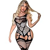 Women Fishnet Bodysuit Body Stockings - Sexy Mesh Lingerie, Lace Full Bodystocking Exotic, One Piece Club Rave Outfits