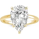 Maxinejewelry 4.0 Carat Pear Cut Lab-Created D Color VVS1 Moissanite Ring, S925 Sterling Silver Engagement Ring for Women