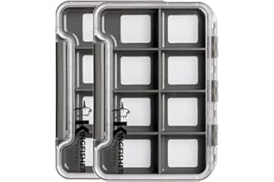 Kingfisher Fly Fishing Slim Waterproof Magnetic Compartment Fly Box, 2 Pack