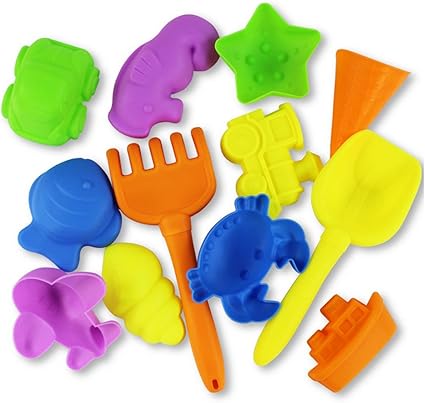 Amazon.com: Hisoul Juego de 12 piezas de juguetes de playa para niños, para playa, castillo, pala, rastrillo, herramientas de agua, juguetes de arena, para niñas y niños, perfecto herramientas de playa, A: