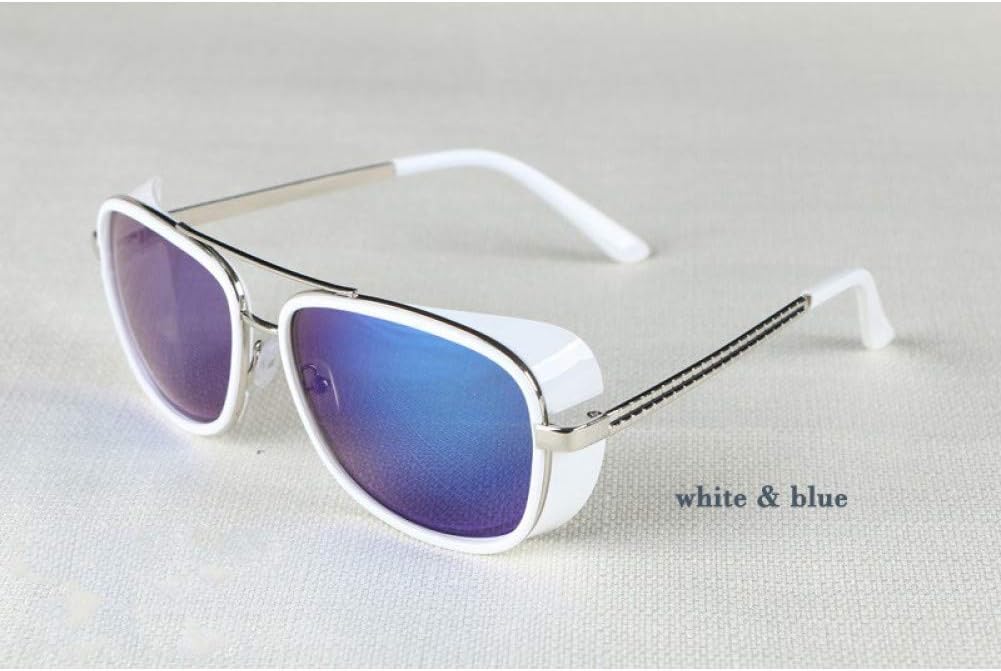 CCGSDJ Steampunk Goggles Sunglasses Man Sunglasses Retro Square Eyewear Red Lens Sun Glasses