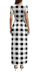 CATHY Women Short Sleeve Deep V-Neck Casual Long