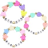 Teaaha 3PCS Big Sister Bracelet Gift for Girls, Heart Charm Beads Stackable Sis Bracelets Stretch Christmas Birthday Jewelry Gifts for Women Friends Sisters Daughter