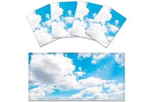SCWISOAS 4 Pack Fluorescent Light Covers for Ceiling Lights -Magnetic Cloud Cover for Fluorescent Or LED Fixture 2ft x 4ft Cl