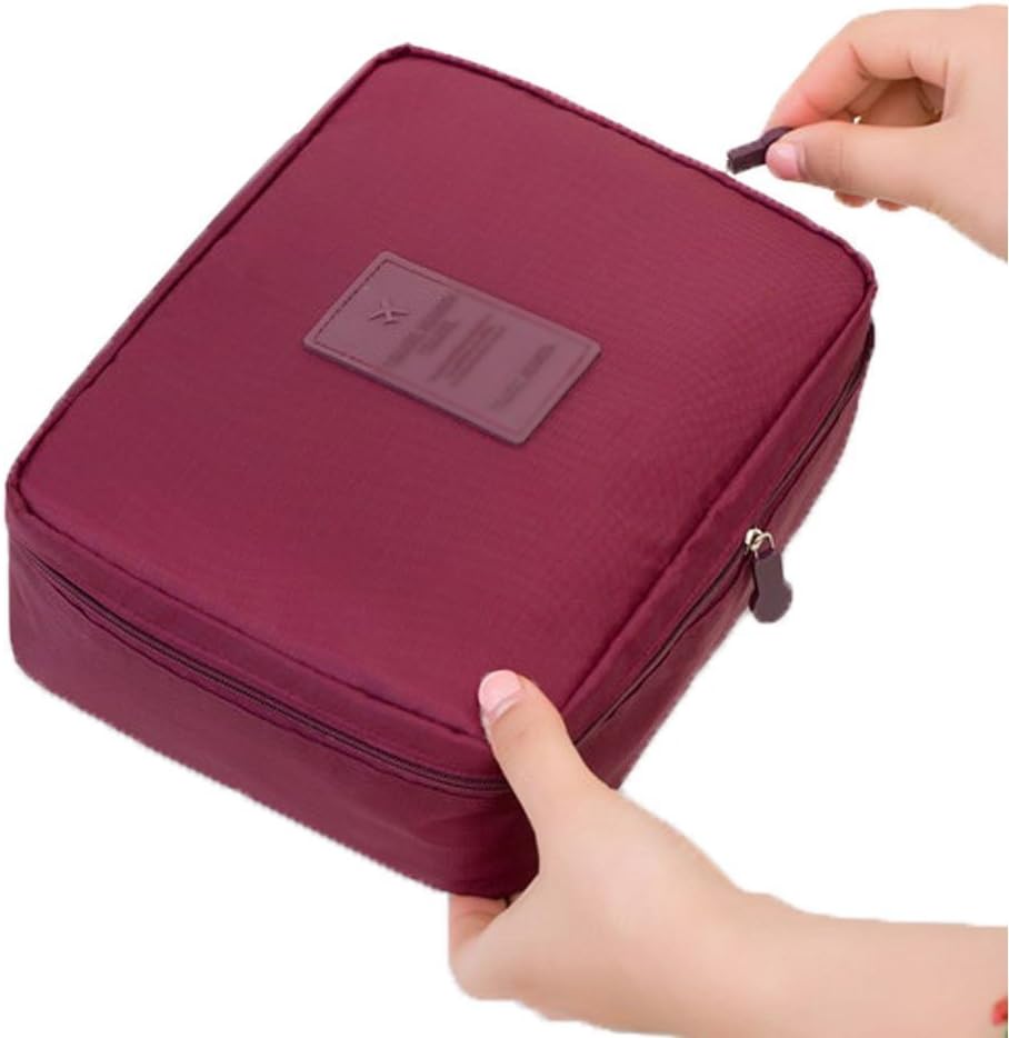 Aystuff Portable Toiletry Bag, Traveling Camping Organizer Waterproof Cosmetic Makeup Shaving Bag Toiletry Kit for Men & Women & Children(Dark Red)