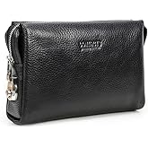 CONTACTS Clutch Purse Bag Leather for Men Anti Theft Wristlet Handbag Wallet Multiple Compartments Card Phone Holder Travel Bag