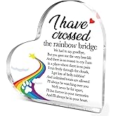 Sympathy Gifts for Loss of Pet,Pet Memorial Gifts,Pets Memorial Bereavement Gift for Loss of Dog Cat,I Have Crossed the Rainbow Bridge Pet Heart Acrylic Plaque Sign