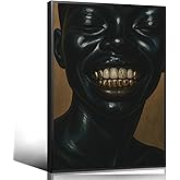 African American Canvas Wall Art, Urban Dope Black Man Aesthetic Poster, Minimalist Black People Gold Tooth Painting Print, Modern Afrocentric Artwork for Bedroom Living Room 8x12in Unframed