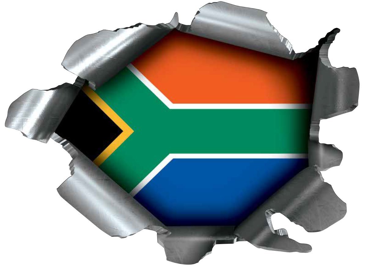 Speed Demons Pride Burst RIP Torn Tear Sticker Graphic SELF Adhesive for Any Surface Including LAPTOPS and Cars - South Africa African Flag