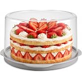 Evelots 11-Inch Cake Container with Lid, Portable Carrier for Cakes &amp; Pies | Holds Cakes Up to 10 Inches Wide and 5 Inches High, With a Sturdy Design That Protects Baked Goods During Travel and Storage.