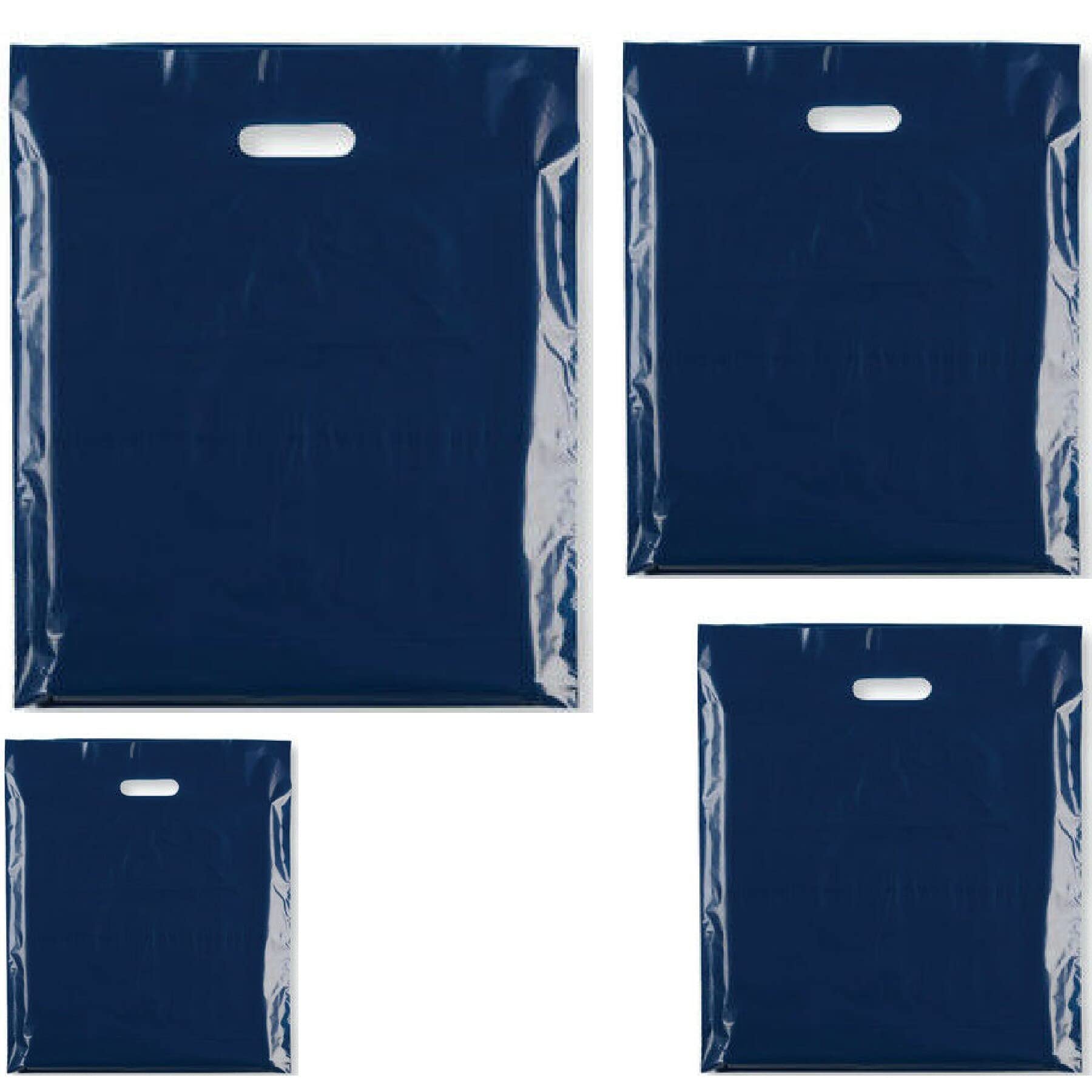 My Shopfittings 100x HEAVY DUTY STRONG COLOREDFULL PLASTIC CARRIER PATCH HANDLE BAGS, PARTY, BOUTIQUE GIFT BAGS (Blue, 15 x 18) โ image 1
