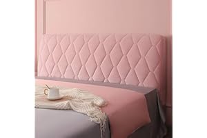 CAMZ Velvet Bed Headboard Cover for Queen Twin Full King Size, Quilted Bed Headboard Slipcover Thicken Dustproof Headboard Padding Protector Cover (Pink,160cm(63"))