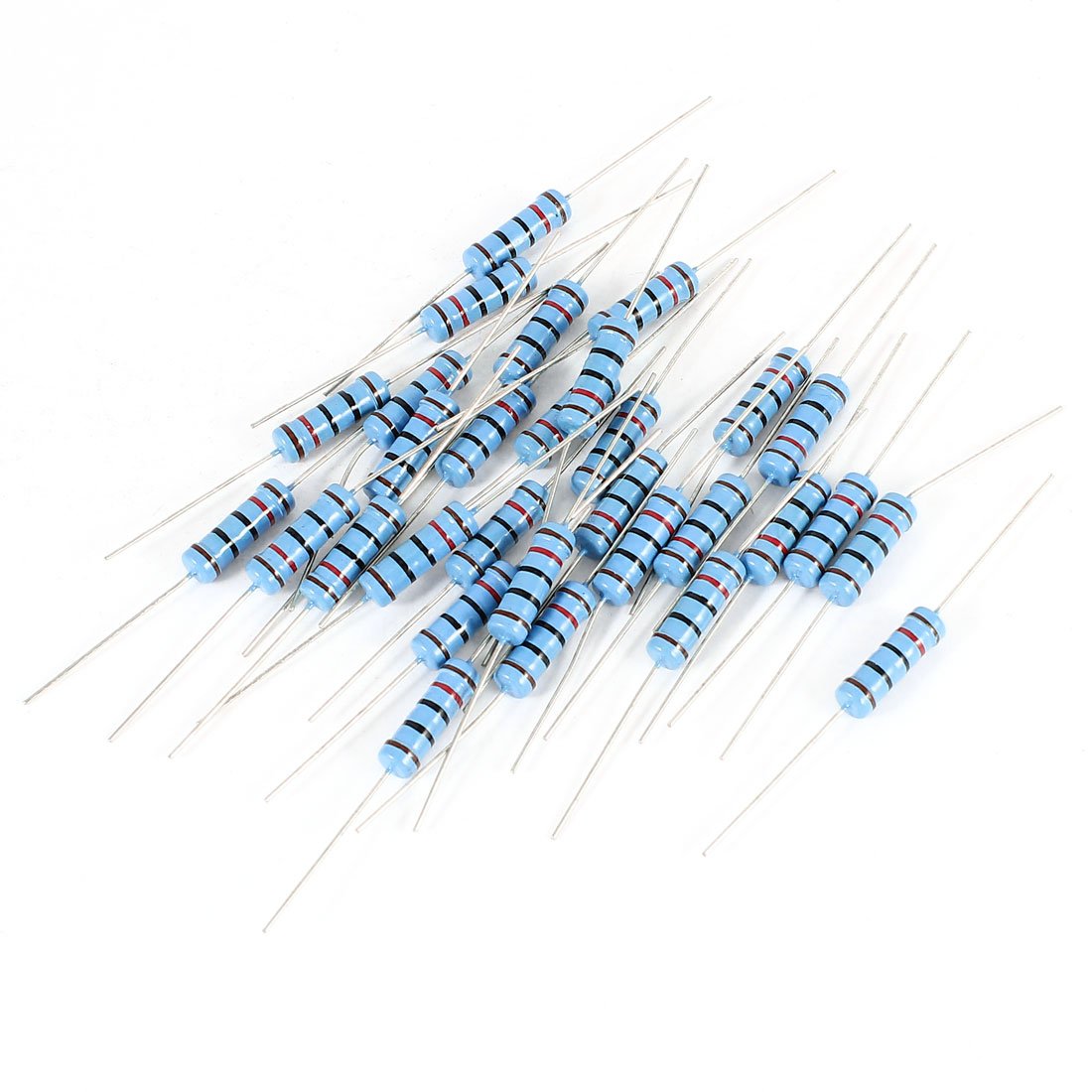 sourcing map 120 Ohm 2 W 1 Percent Tolerance Axial Lead Flameproof Metal Film Resistor - Blue (30-Piece)