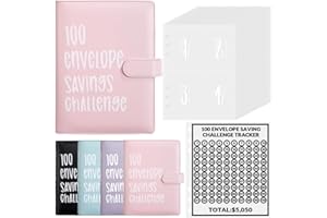 Luweoxy 100 Envelope Challenge Binder Money Saving Binder, Easy and Fun Way to Save $5,050, Cash Stuffing Binder Budget Plann