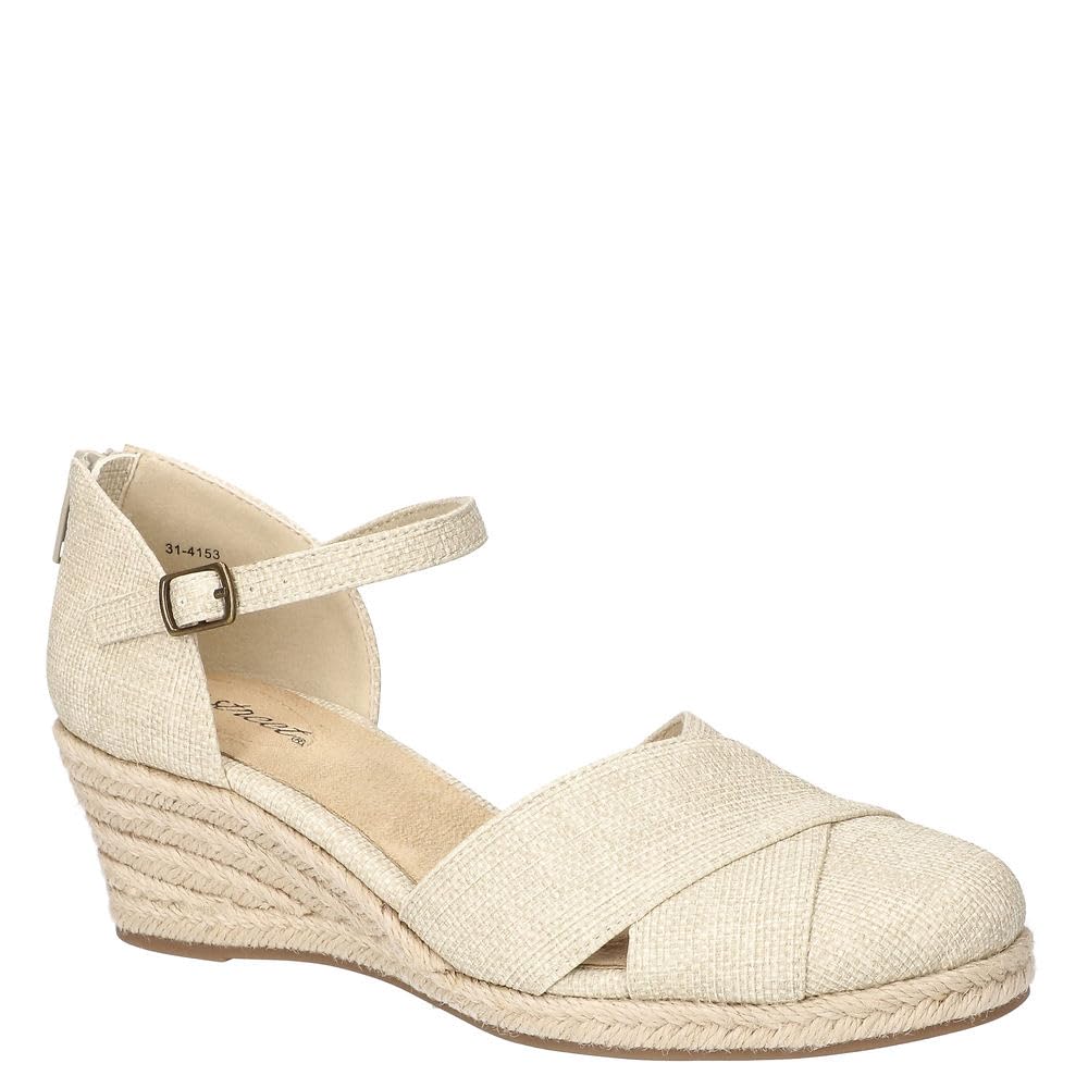 Easy Street Women’s Coast Sandal, Natural Linen Embossed, 9 X-Wide