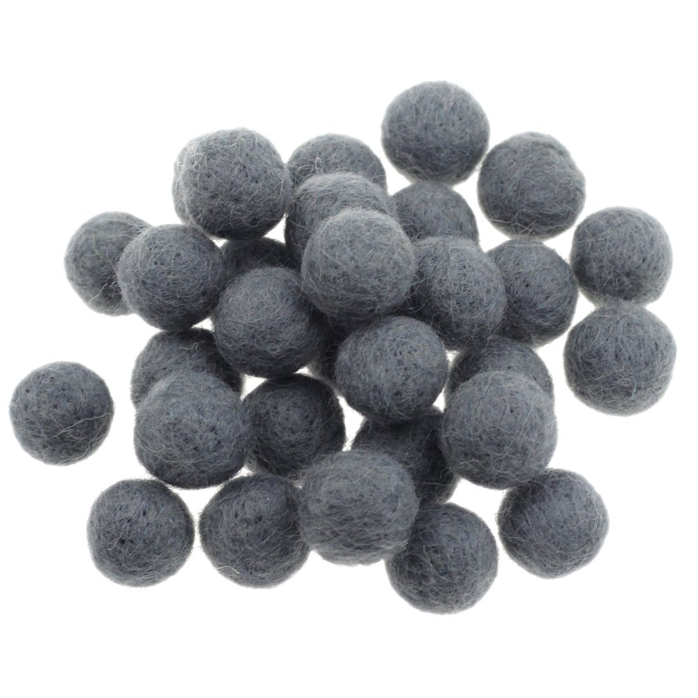 Zasy 20mm Needle Felt Wool Balls Felt Pom Pom Beads DIY Accessories Garlands 30pcs (Dark Grey)