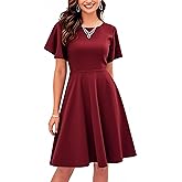 oxiuly Wedding Church Vintage Cocktail Dresses with Pockets Summer Casual Floral Dress for Women Flare376